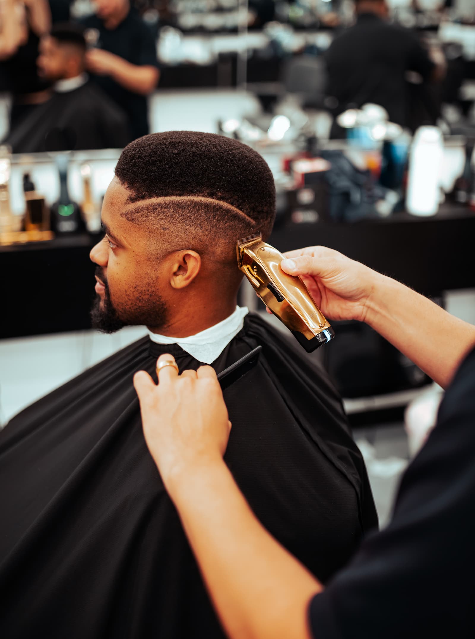 Close-up of a fade haircut